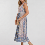 Penwyn | Mixed Floral Sleeveless Button Detail Midi Dress