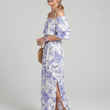 Orlalia | Off Shoulder Soft Floral Print Midi Dress