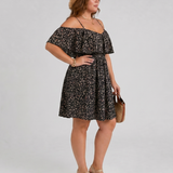 Lilana | Cold Shoulder Ruffle Overlay Knee Length Dress