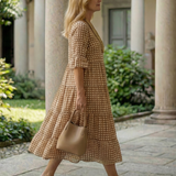 Thalwynne | Polka Dot Tiered Midi Dress Short Sleeve