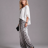 Taliara | Flowing Chiffon Top And Printed Wide Leg Pants Set
