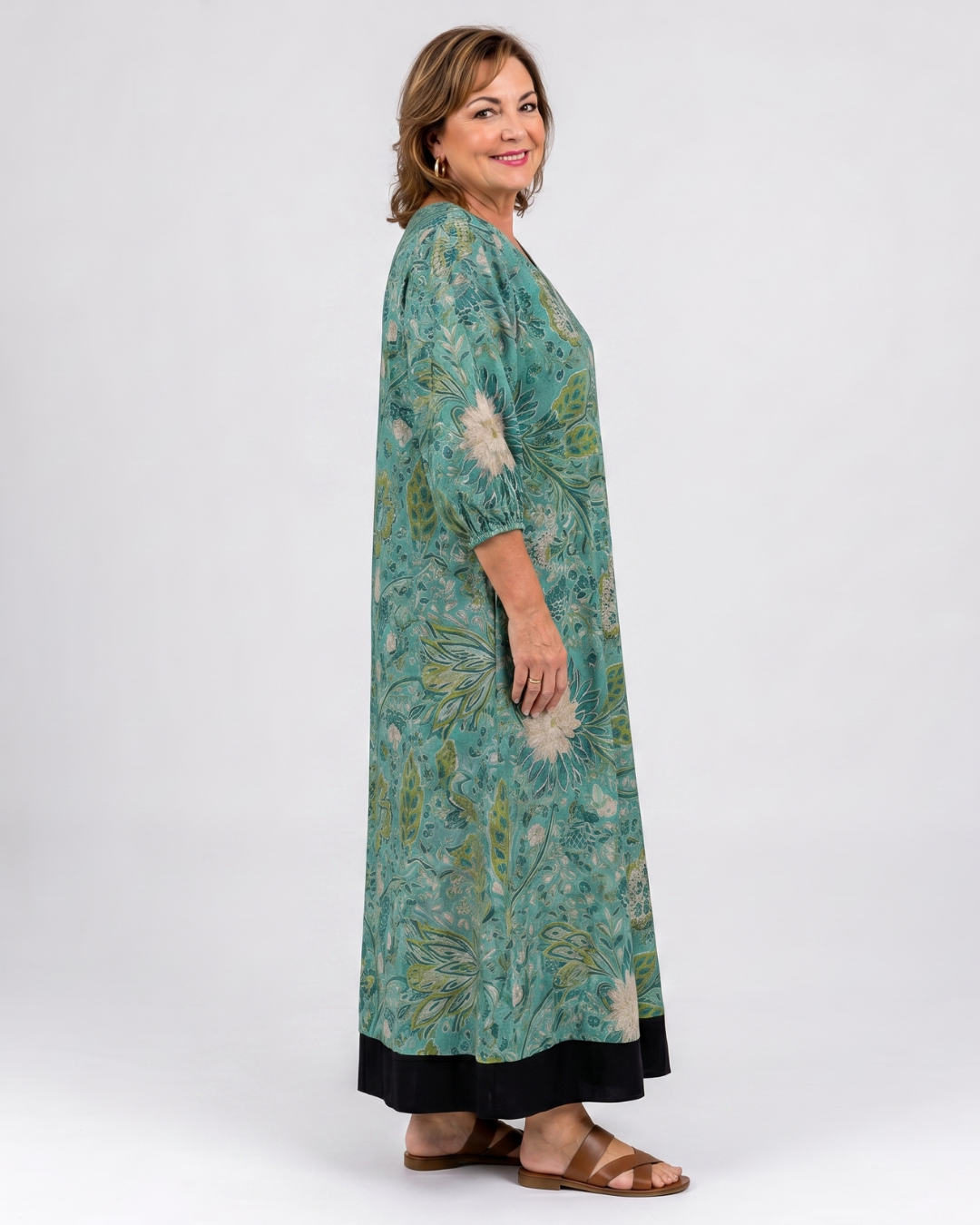 Corania | Botanical Vine Print Relaxed Pocket Midi Dress
