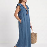Briabeth | Ruffle Trim Sleeveless Neck Midi Dress