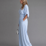 Persia | Draped V Neck Wide Leg Relaxed Jumpsuit