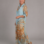 Caswyn | Baroque Print Button Front Flowing Maxi Dress