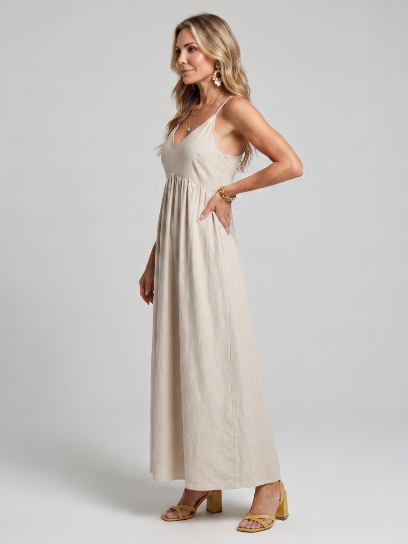 Esmessa | Spaghetti Strap Flowing Skirt Midi Dress