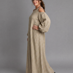 Dellania | Cold Shoulder Balloon Sleeve Relaxed Maxi Dress