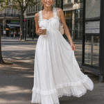 Esmera | Sleeveless Ruffle Strap Flowing Skirt Midi Dress