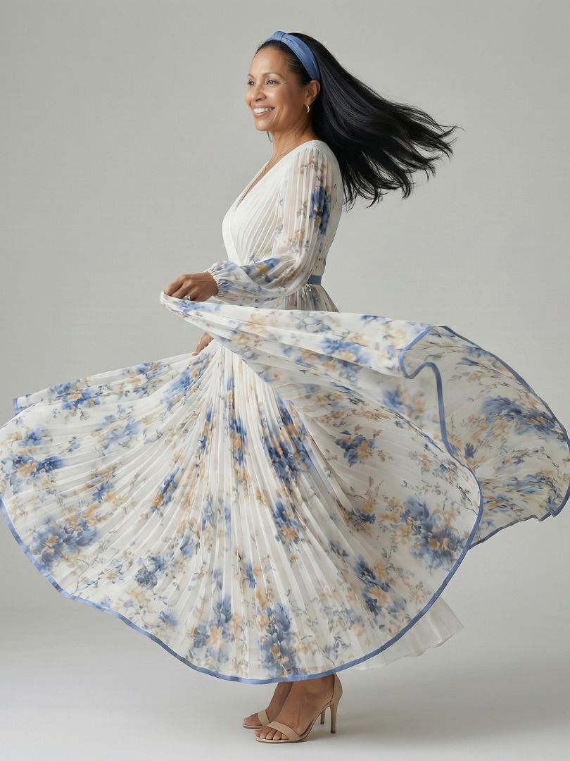 Serlia | Pleated Wrap Midi Dress
