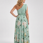 Dahina | Floral Print One Shoulder Belted Maxi Dress