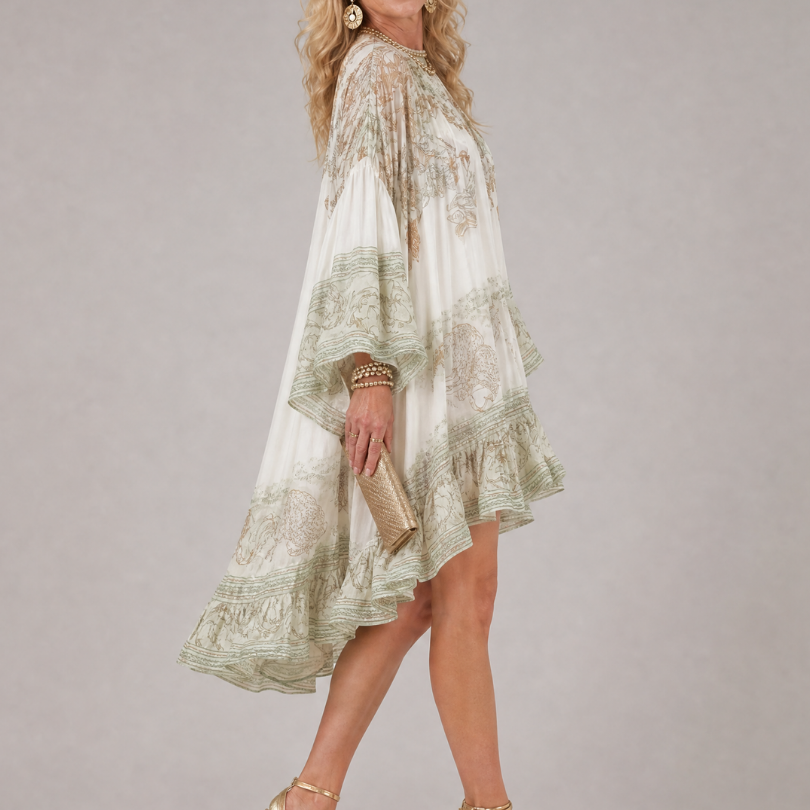 Pruwyn | Floral Print High Low Ruffle Mini Dress