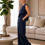 Rosrina | Sleeveless Relaxed Top And Wide Leg Pants Set