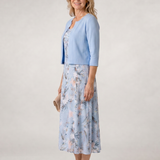 Velna | Floral Print Sleeveless Cropped Jacket Midi Dress