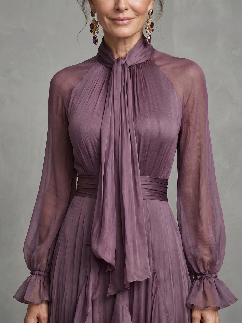 Sermae | Tie Neck Ruffle Tiered Maxi Dress