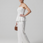 Romyina | Strapless Smocked Top And Wide Leg Pants Set