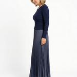 Serandra | Knit Top Pleated Skirt Midi Dress