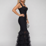 Penna | Sleeveless Tiered Tulle Hem Maxi Dress