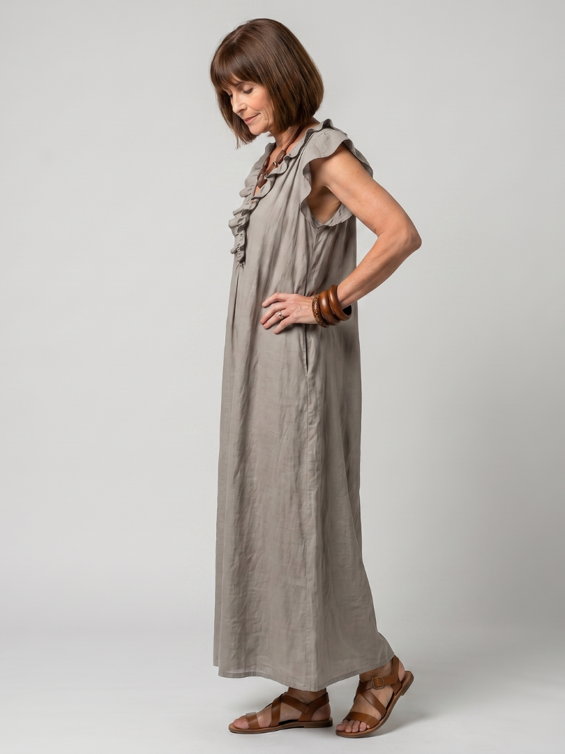 Temrose | Sleeveless Ruffle Trim Midi Dress