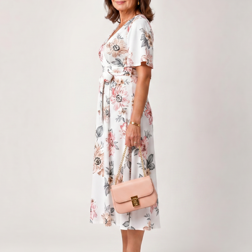 Talvia | Floral Wrap Tie Midi Dress