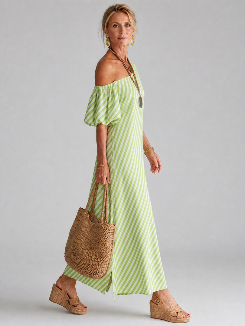 Vesrose | Striped Empire Waist Midi Dress