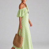 Vesrose | Striped Empire Waist Midi Dress