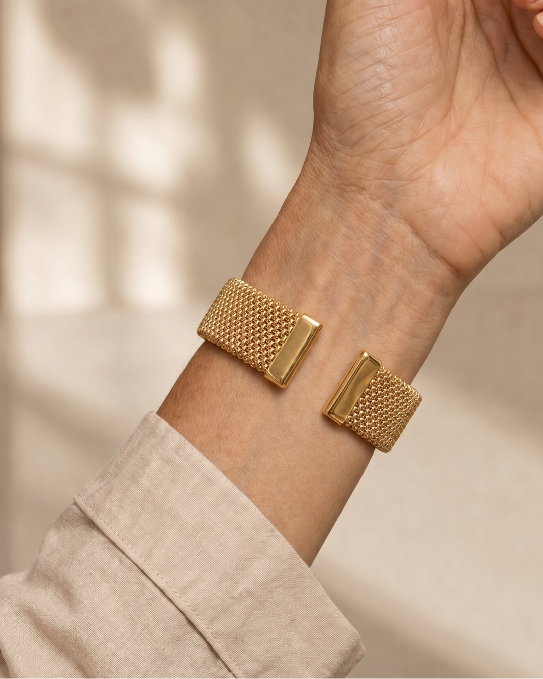 Serwyn | Woven Mesh Open Cuff Bracelet