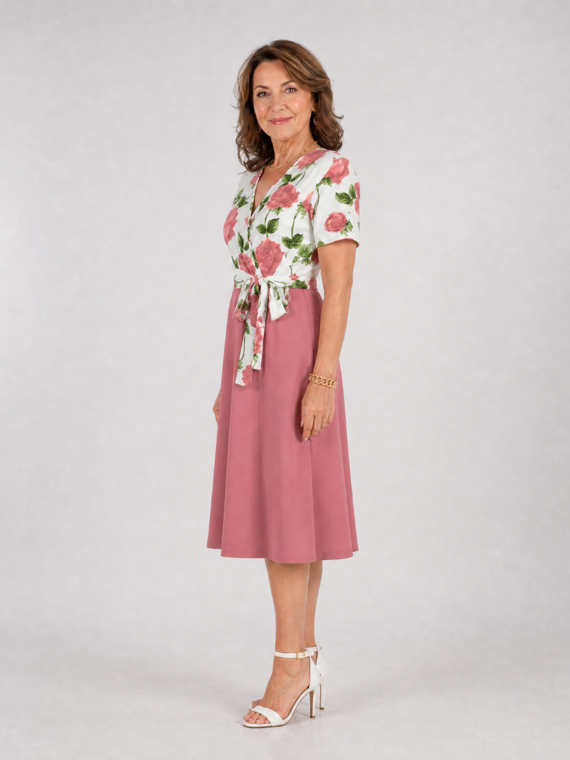 Valwen | Floral Tie Waist Midi Dress