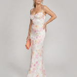 Saffbeth | Soft Floral Strappy Bodycon Maxi Dress