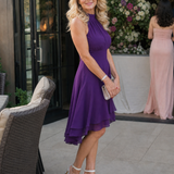 Roslia | Halter Neck Layered Hem Knee Length Dress