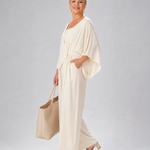 Nevsia | Draped Off Shoulder Top And Wide Leg Pants Set