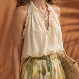 Mirandra | Halter Neck Blouse Floral Wide Leg Set