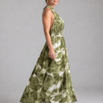 Fionia | Gathered Waist Abstract Print Midi Dress
