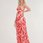 Marenetta | Watercolor Floral Ruffle Hem Sleeveless Midi Dress