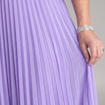 Isawen | V Neck Long Sleeve Pleated Maxi Dress