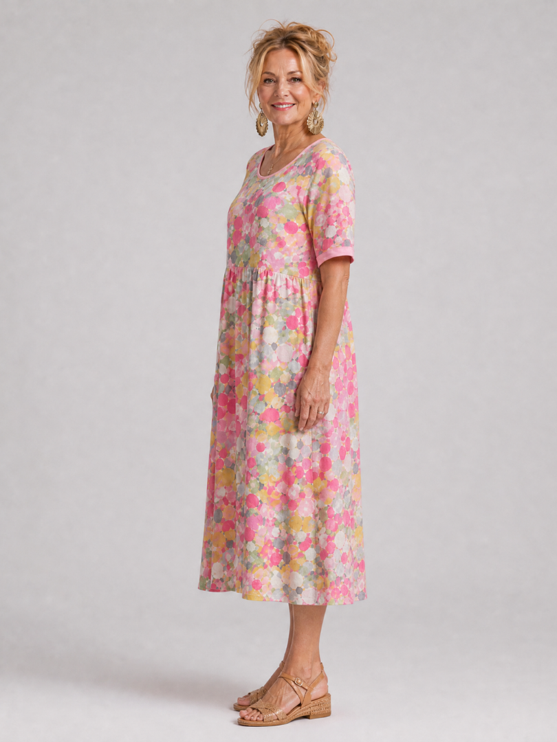 Dalnia | Printed Half Sleeve Midi Dress
