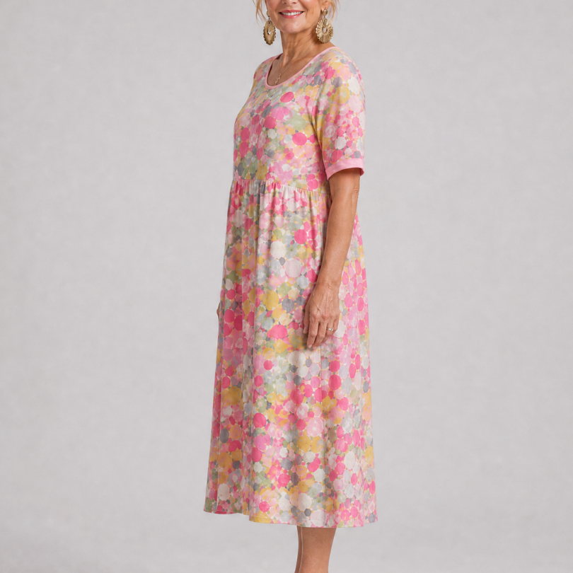 Dalnia | Printed Half Sleeve Midi Dress
