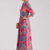Lilamae | Printed Button Front Collared Midi Dress