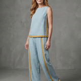 Julette | Sleeveless Top Wide Leg Contrast Pants Set