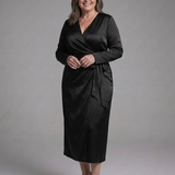 Corassa | Long Sleeve Wrap Tie Midi Dress