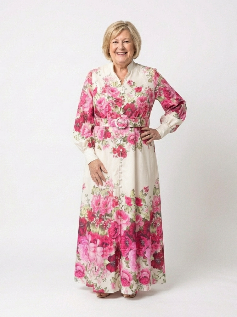Hilassa | Long Sleeve Floral Belted Maxi Dress
