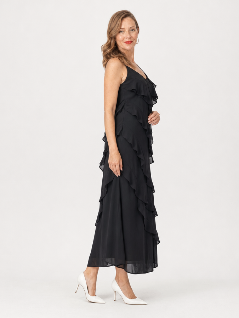 Wilda | Spaghetti Strap Layered Ruffle Detail Maxi Dress