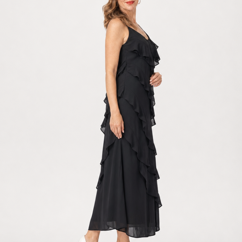 Wilda | Spaghetti Strap Layered Ruffle Detail Maxi Dress