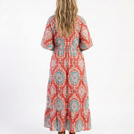 Lilasette | Paisley Print V Neck Short Sleeve Midi Dress