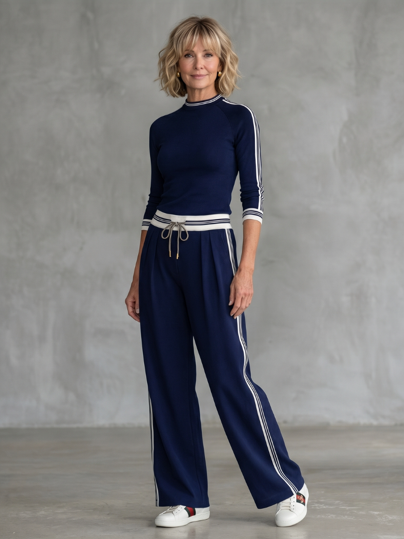 Saffmarie | Fitted Long Sleeve Top Wide Leg Pants Set