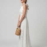 Odaney | Sleeveless Fitted Bodice Lace Midi Dress