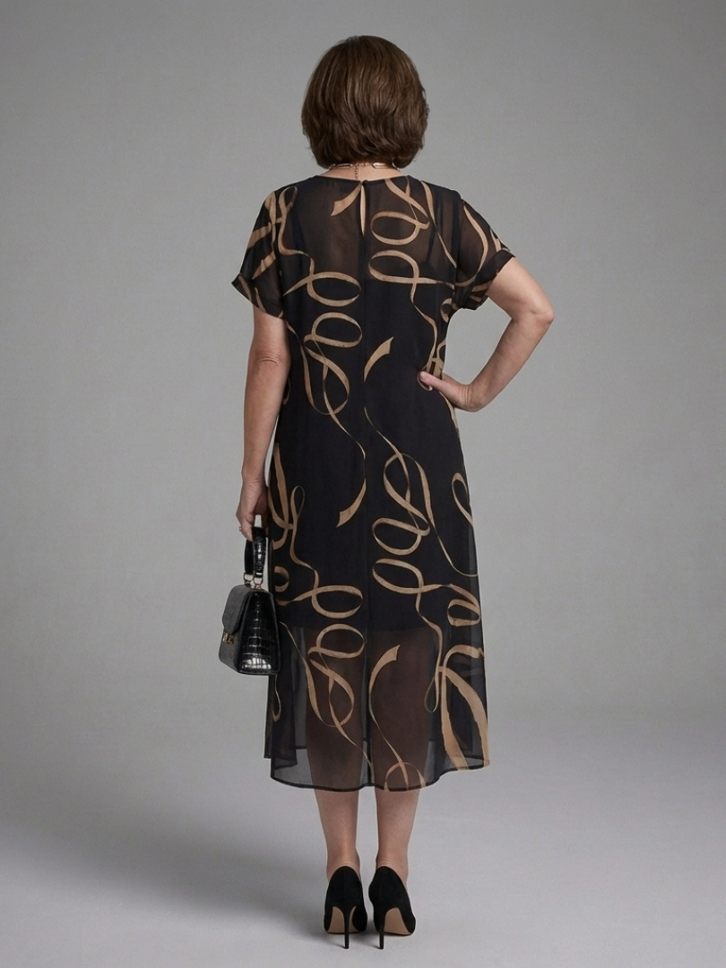 Serasia | Short Sleeve Abstract Midi Dress