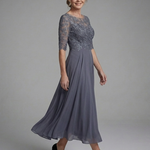 Solda | Lace Bodice Sheer Sleeve Midi Dress
