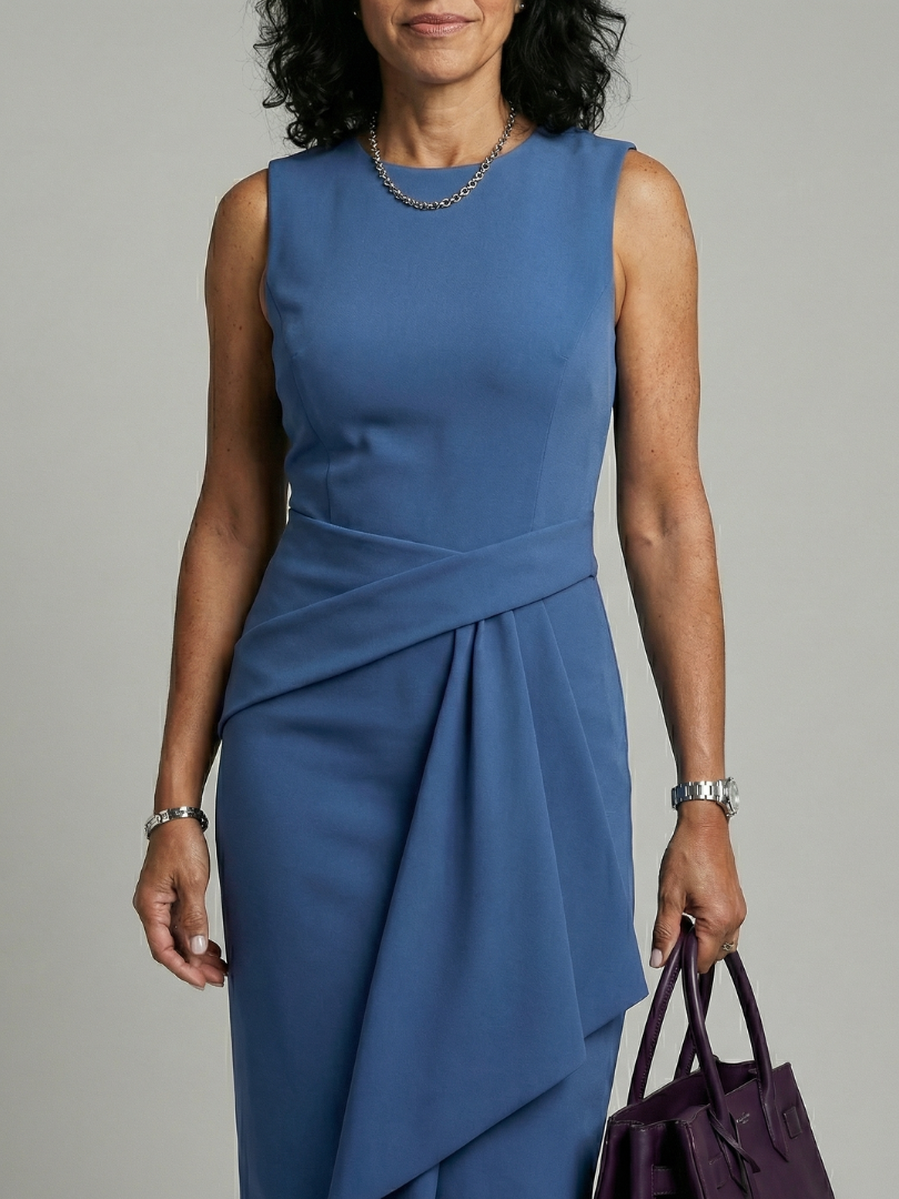Esmenia | Asymmetric Drape Midi Dress