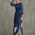 Taliavia | Pleated Sheer Sleeves Maxi Dress