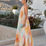 Dahbeth | Watercolor Halter Flowing Maxi Dress